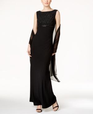 Jessica Howard Sequined Cutout-back Gown