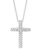 Eliot Danori Necklace, Silver-tone Pave Crystal Cross Pendant