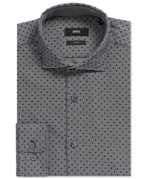 Boss Men's Slim-fit Polka-dot-print Cotton Sport Shirt