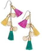 I.n.c. Gold-tone Tassel And Shaky Disc Drop Earrings, Created For Macy's