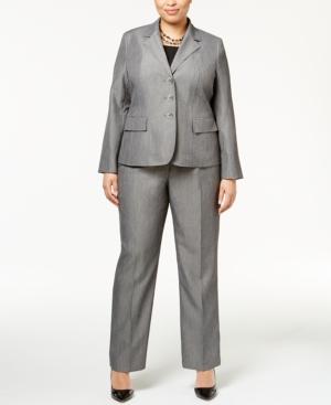 Le Suit Plus Size Melange Three-button Pantsuit