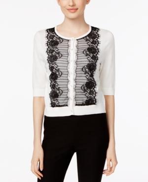August Silk Contrast Lace-trim Cardigan