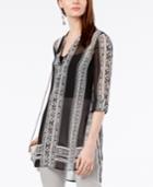 Inc International Concepts Striped Sheer Tunic, Created For Macy's