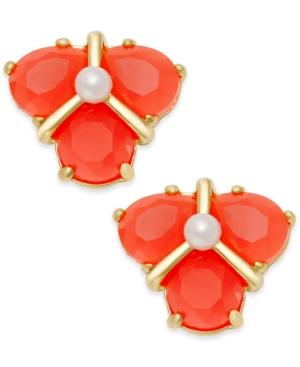 Kate Spade New York Gold-tone Color Stone And Imitation Pearl Cluster Stud Earrings