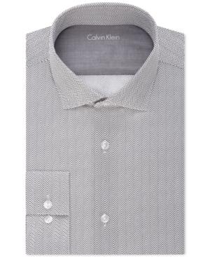 Calvin Klein Men's X Extra Slim-fit Black Pepper Zig Zag Print Dress Shirt