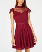 City Studios Juniors' Swiss Dot Lace Fit & Flare Dress