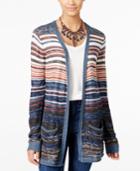 One Hart Juniors' Striped Open-front Cardigan, Only At Macy's