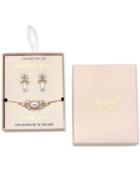 Jewel Badgley Mischka Gold-tone Crystal And Imitation Pearl Drop Earrings & Slider Bracelet