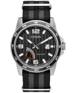 Citizen Men's Eco-drive Sport Black And Gray Nylon Nato Strap Watch 41mm Aw7030-06e