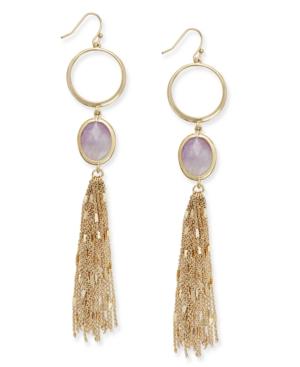Kate Spade New York Gold-tone Stone And Tassel Linear Drop Earrings