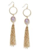 Kate Spade New York Gold-tone Stone And Tassel Linear Drop Earrings