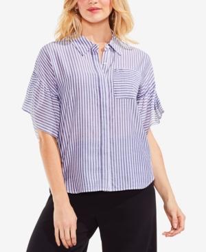 Vince Camuto Striped Flutter-sleeve Top