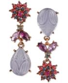 Betsey Johnson Rose Gold-tone Crystal And Etched Teardrop Mismatch Earrings