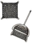 Men's Diamond Square Cluster Stud Earrings (3/4 Ct. T.w.) In Sterling Silver