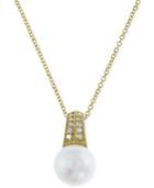 Effy Cultured Freshwater Pearl (9mm) And Diamond Accent Pendant Necklace In 14k Gold
