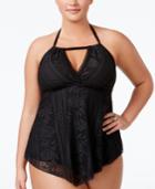 Becca Etc Plus Size Prairie Rose Convertible Tankini Top Women's Swimsuit