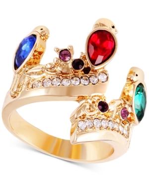 Guess Gold-tone Pave & Stone Bypass Ring