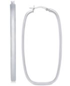 Large Rectangular Hoop Earrings In Sterling Silver