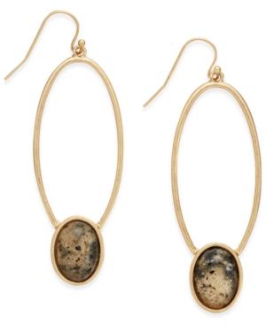 Inc International Concepts Gold-tone Oval Stone Drop Earrings, Only At Macy's