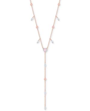 Swarovski Rose Gold-tone Crystal Heart 25-1/2 Lariat Necklace