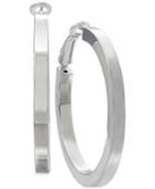 Square-edge Polished Hoop Earrings In Sterling Silver