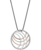 Diamond Round Cage Pendant Necklace (1/4 Ct. T.w.) In Sterling Silver And Rose Gold-plate