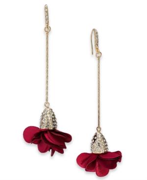 I.n.c. Gold-tone Fabric Floral Drop Earrings, Created For Macy's