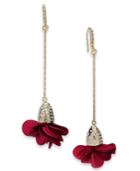 I.n.c. Gold-tone Fabric Floral Drop Earrings, Created For Macy's