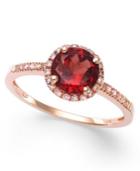 Garnet (1-3/8 Ct. T.w.) And Diamond (1/8 Ct. T.w.) Ring In 14k Rose Gold
