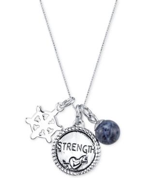 Unwritten Strength Charm And Sodalite (8mm) Necklace In Stainless Steel