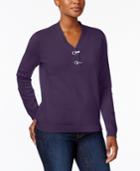 Karen Scott Metallic-hardware Cotton Sweater, Created For Macy's