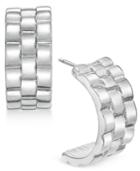 Charter Club Silver-tone Basketweave Half-hoop Earrings, Only At Macy's