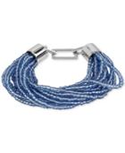 Kenneth Cole New York Silver-tone Multi-row Blue Beaded Bracelet