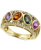 Effy Watercolors Multi-sapphire (3-1/2 Ct. T.w.) And Diamond (1/5 Ct. T.w.) Ring In 14k Gold