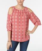 Charter Club Printed Cold-shoulder Top, Created For Macy's