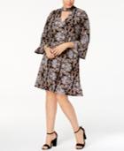 Jessica Howard Plus Size Printed Mock-neck Dress