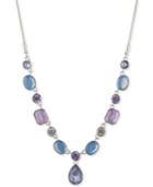 Nine West Silver-tone Blue And Lavender Collar Necklace