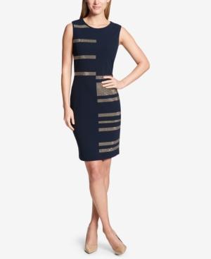 Tommy Hilfiger Metallic Stud-stripe Sheath Dress