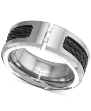 Men's Cable Band In Titanium And Black Rhodium-plate