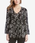 Karen Kane Embroidered Ruffle Blouse