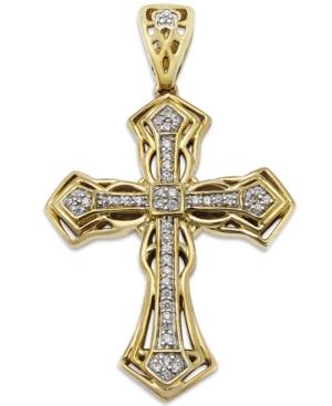 Men's Diamond Cross Pendant In 10k Gold (1/6 Ct. T.w.)