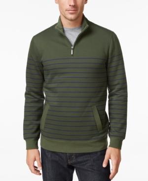 Club Room Men's Big And Tall Striped Quarter-zip Sweater, Only At Macy's