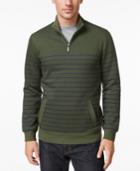 Club Room Men's Big And Tall Striped Quarter-zip Sweater, Only At Macy's