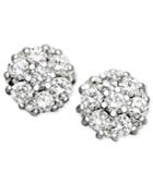 Diamond Flower Cluster Stud Earrings In 14k White Gold (1/2 Ct. T.w.)