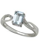 Aquamarine (9/10 Ct. T.w.) And Diamond Accent Ring In 14k White Gold