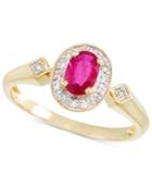 Rare Featuring Gemfields Certified Ruby (1/2 Ct. T.w.) And Diamond Accent Ring In 14k Gold