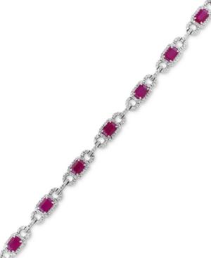 Effy Final Call Ruby (6 Ct. T.w.) And Diamond (1-1/3 Ct. T.w.) Bracelet In 14k White Gold
