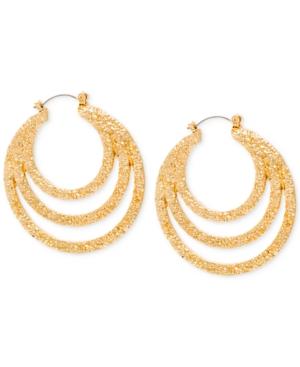 Steve Madden Gold-tone Textured Triple-row Hoop Earrings