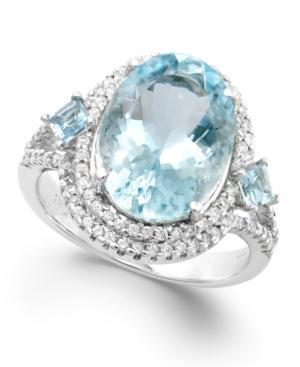 Aquamarine (5-3/4 Ct. T.w.) And Diamond (3/8 Ct. T.w.) Ring In 14k White Gold