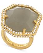 Vince Camuto Gold-plated Pave Grey Stone Ring